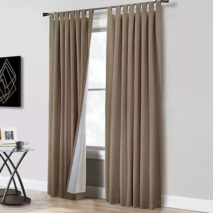 Curtains & Drapes-Kirklands Home Taupe Ventura Blackout Curtain Panel, 63 in. Tan