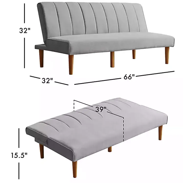 Sofas & Loveseats-Kirklands Home Woven Channel Convertible Sofa Gray