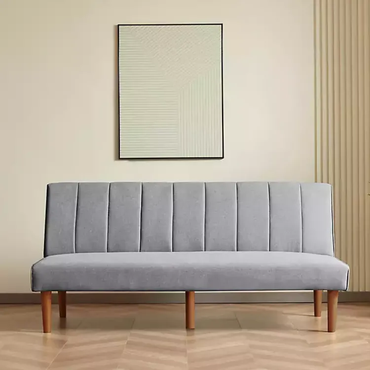 Sofas & Loveseats-Kirklands Home Woven Channel Convertible Sofa Gray