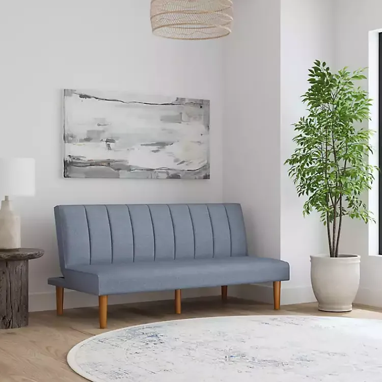 Sofas & Loveseats-Kirklands Home Woven Channel Convertible Sofa Blue