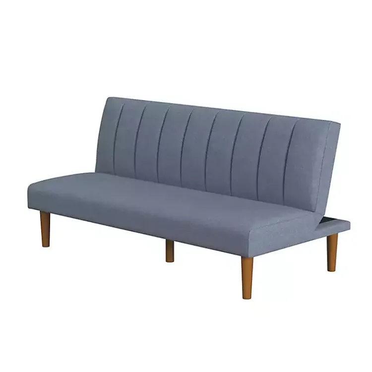 Sofas & Loveseats-Kirklands Home Woven Channel Convertible Sofa Blue