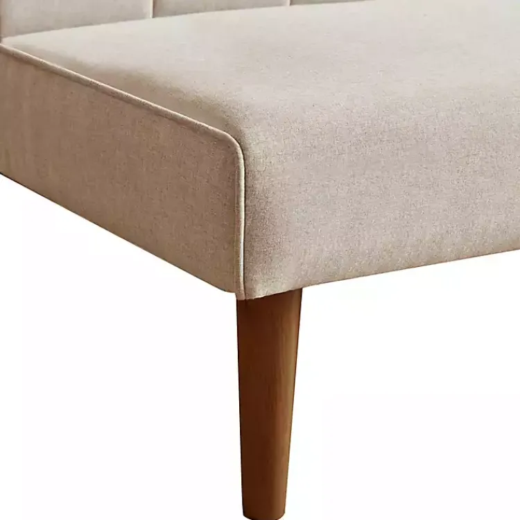 Sofas & Loveseats-Kirklands Home Neutral Woven Channel Convertible Sofa Tan