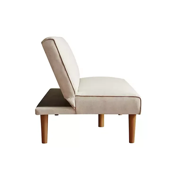 Sofas & Loveseats-Kirklands Home Neutral Woven Channel Convertible Sofa Tan