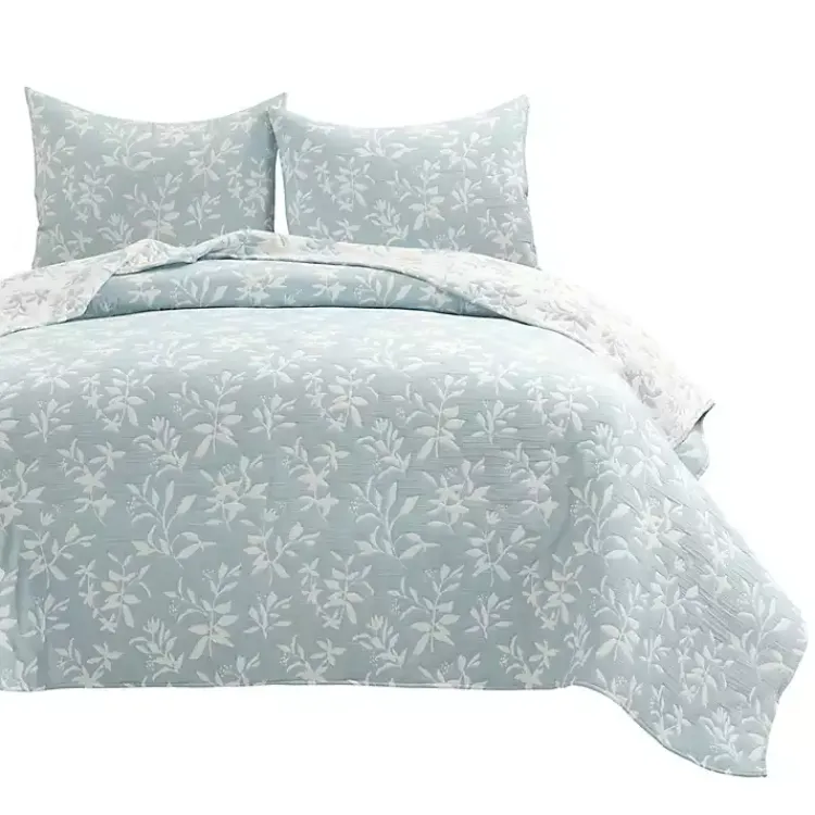 Quilts-Kirklands Home Blue Floral Reversible 3-pc. King Quilt Set