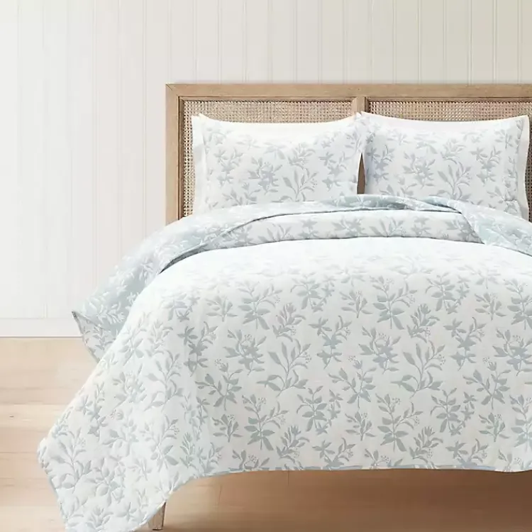 Quilts-Kirklands Home Blue Floral Reversible 3-pc. King Quilt Set
