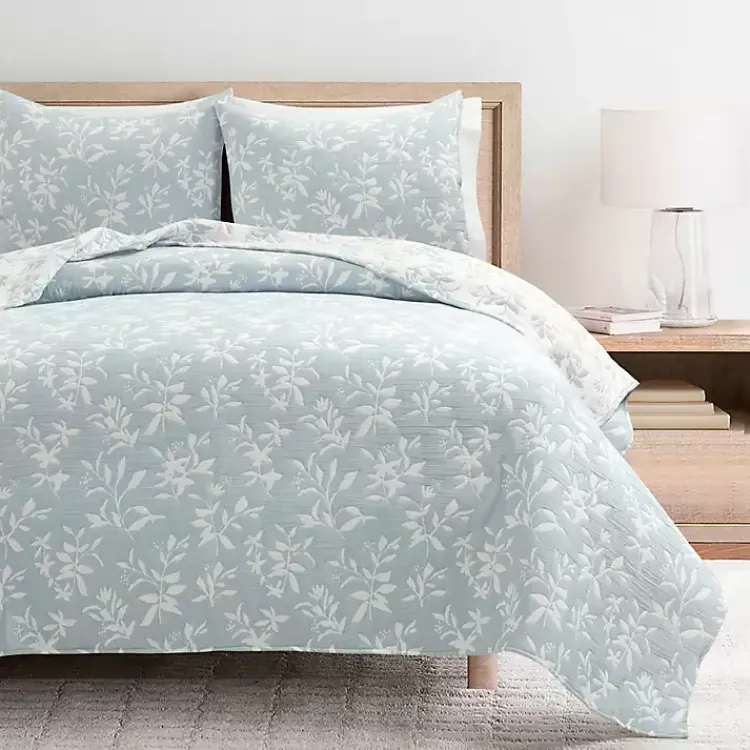 Quilts-Kirklands Home Blue Floral Reversible 3-pc. Full/Queen Quilt Set