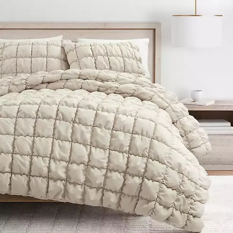 Comforters-Kirklands Home Neutral Puff 3-pc. Full/Queen Comforter Set Tan