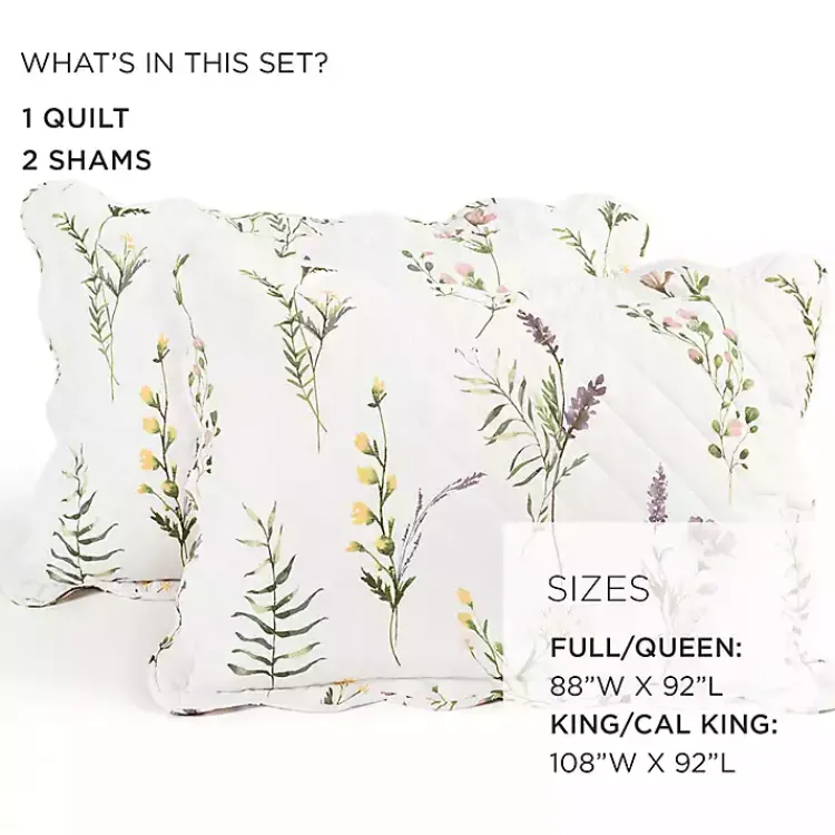 Quilts-Kirklands Home Watercolor Wildflower 3-pc. King Quilt Set