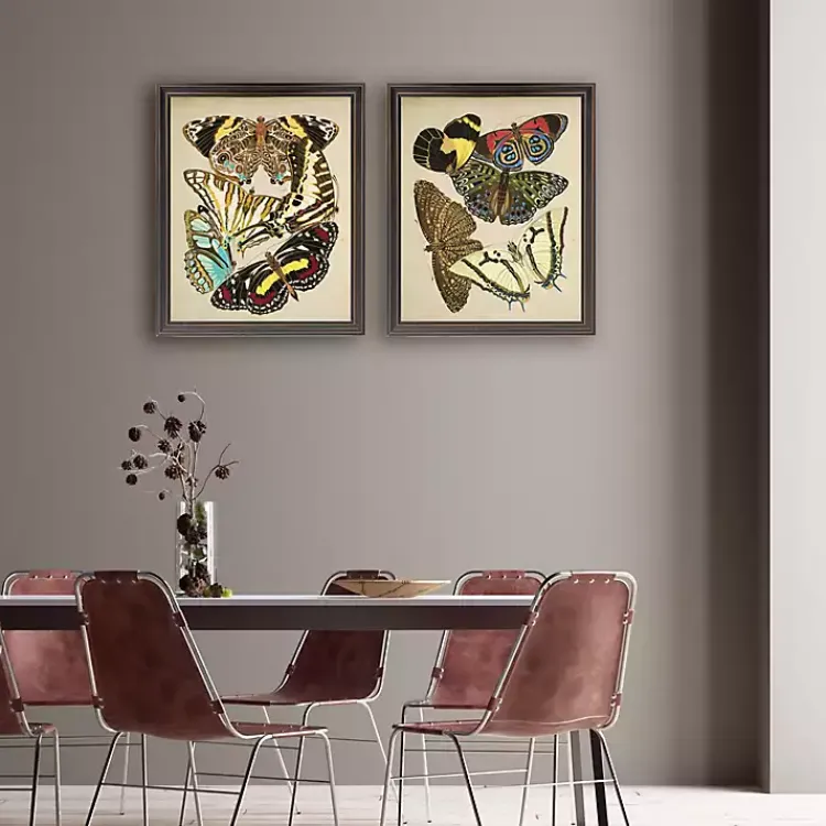 Framed Art-Kirklands Home Vintage Butterflies I Framed Art Prints, Set of 2 Multi