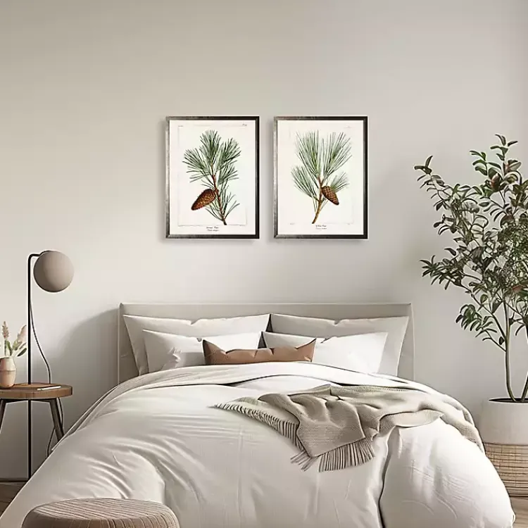 Framed Art-Kirklands Home Vintage Pine Leaves Framed Art Prints, Set of 2