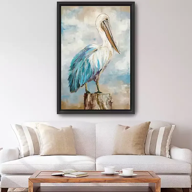 Canvas Art-Kirklands Home Pelican Perch Framed Canvas Art Print, 32x48 in.