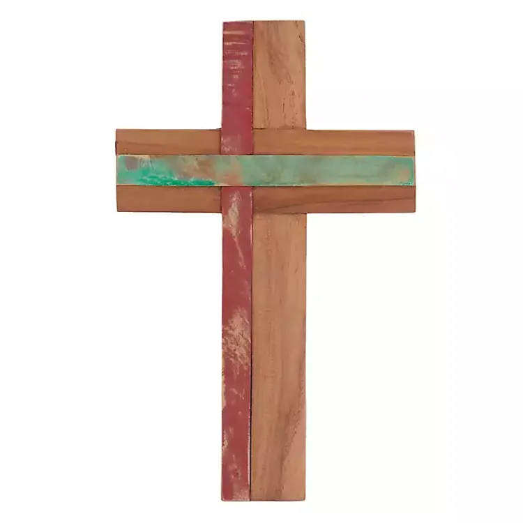 Wall Plaques-Kirklands Home Reclaimed Wood Cross Wall Plaque Brown