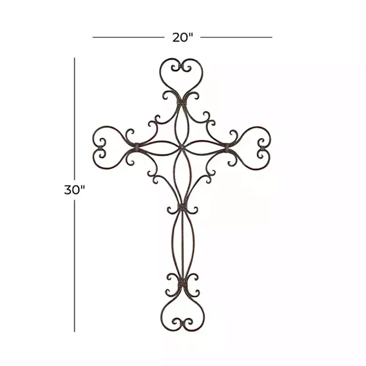 Wall Plaques-Kirklands Home Metal Scroll Cross Wall Plaque Black