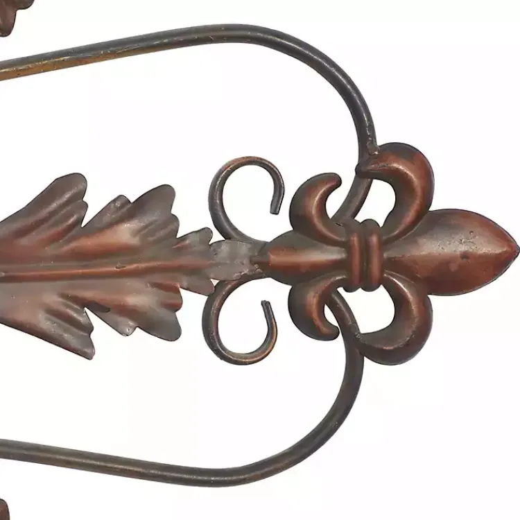 Wall Plaques-Kirklands Home Fleur De Lis Metal Cross Wall Plaque Brown