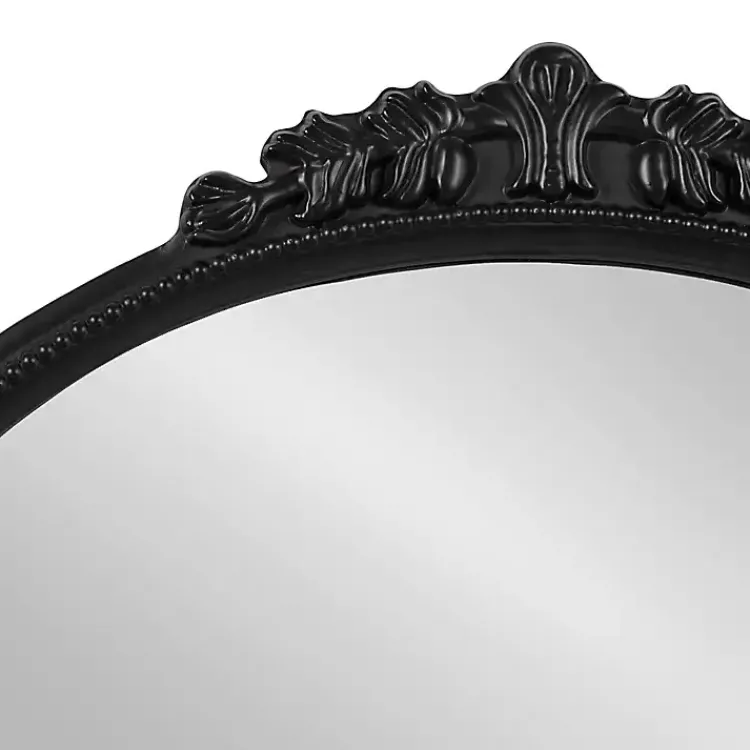 Decorative Mirrors-Kirklands Home Black Ornate Arch Wall Mirror with Shelf