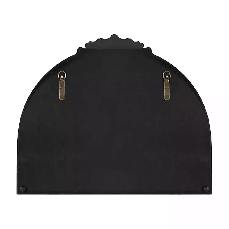 Decorative Mirrors-Kirklands Home Black Ornate Arch Wall Mirror with Shelf