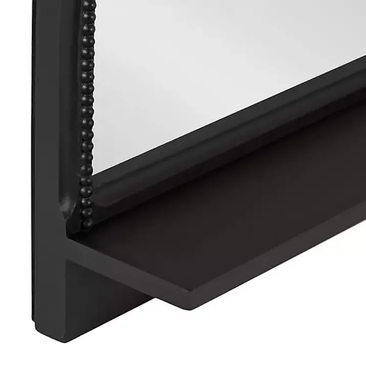 Decorative Mirrors-Kirklands Home Black Ornate Arch Wall Mirror with Shelf