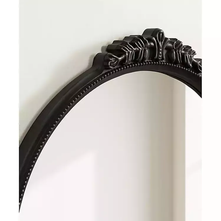 Decorative Mirrors-Kirklands Home Black Ornate Arch Wall Mirror with Shelf
