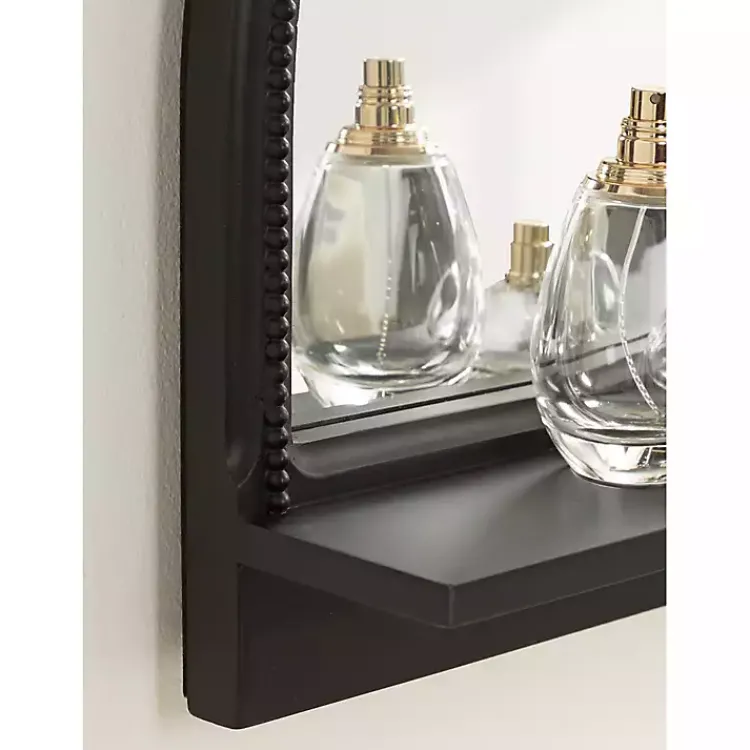 Decorative Mirrors-Kirklands Home Black Ornate Arch Wall Mirror with Shelf