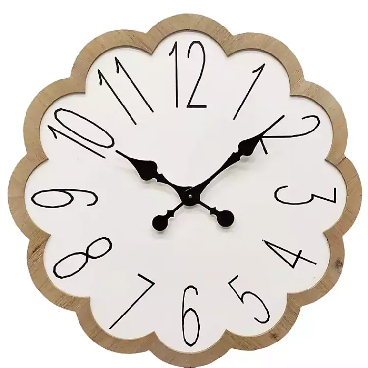 Clocks-Kirklands Home White Scalloped Wood Wall Clock