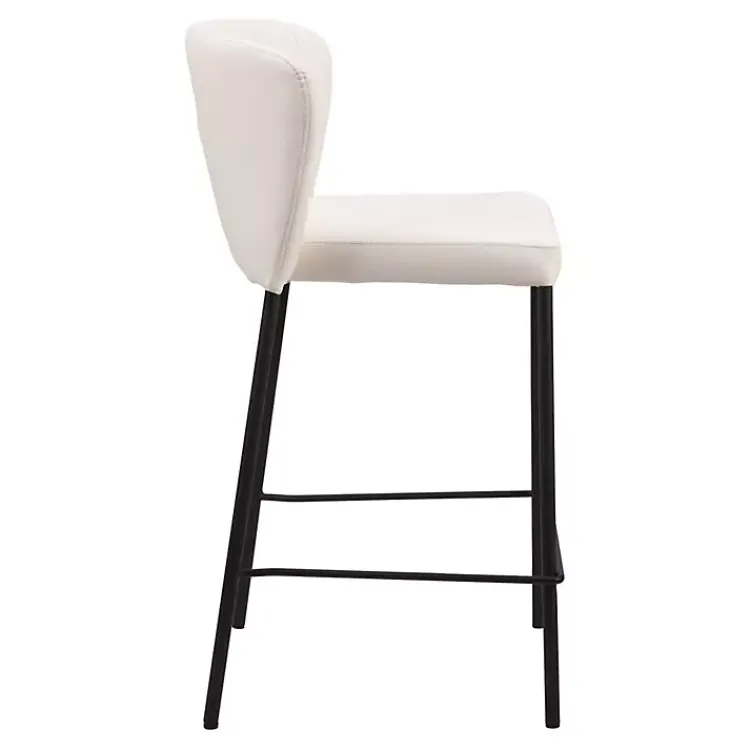 Bar Stools & Counter Height Stools-Kirklands Home Cream Faux Leather Liddy Counter Stools, Set of 2 White