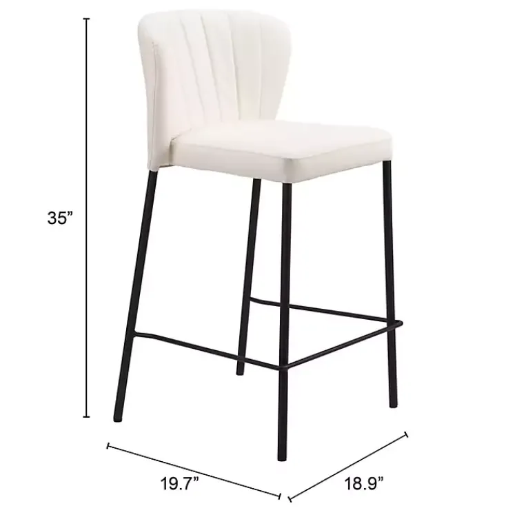 Bar Stools & Counter Height Stools-Kirklands Home Cream Faux Leather Liddy Counter Stools, Set of 2 White