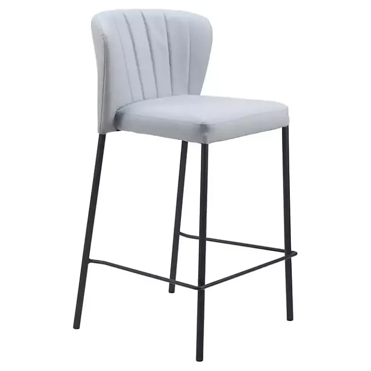 Bar Stools & Counter Height Stools-Kirklands Home Faux Leather Liddy Counter Stools, Set of 2 Gray