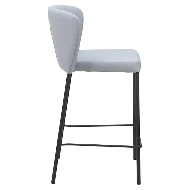 Bar Stools & Counter Height Stools-Kirklands Home Faux Leather Liddy Counter Stools, Set of 2 Gray