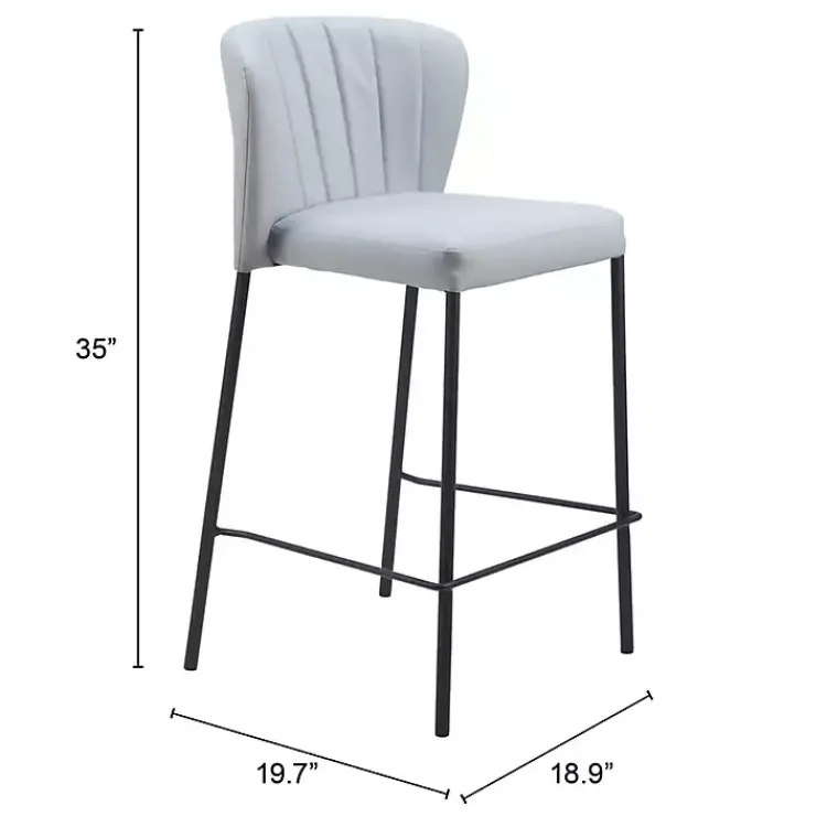 Bar Stools & Counter Height Stools-Kirklands Home Faux Leather Liddy Counter Stools, Set of 2 Gray