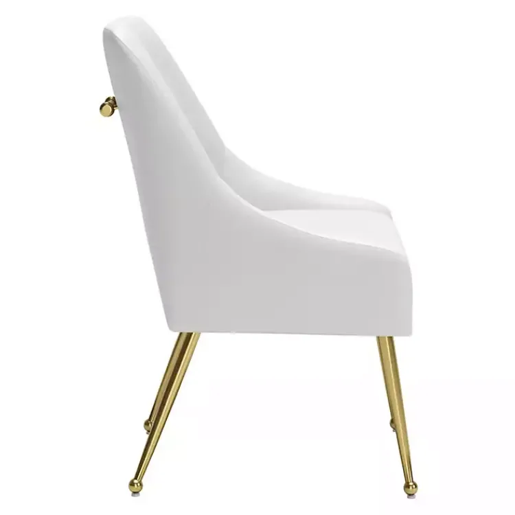 Dining Chairs-Kirklands Home Faux Leather Gold Maxine Dining Chair White