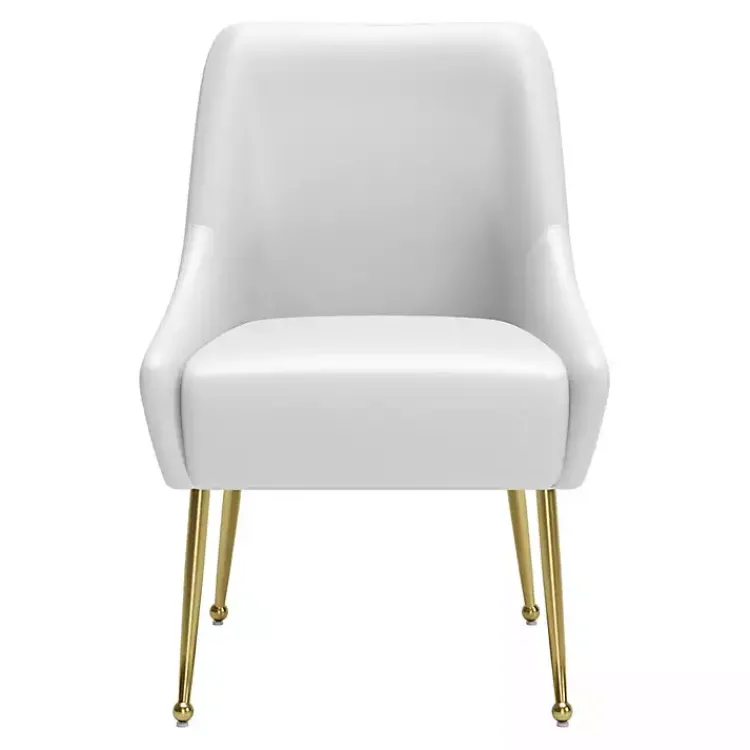 Dining Chairs-Kirklands Home Faux Leather Gold Maxine Dining Chair White