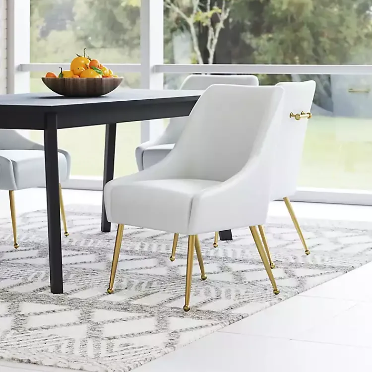 Dining Chairs-Kirklands Home Faux Leather Gold Maxine Dining Chair White