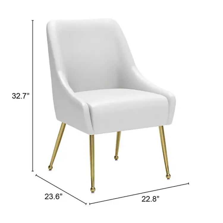 Dining Chairs-Kirklands Home Faux Leather Gold Maxine Dining Chair White