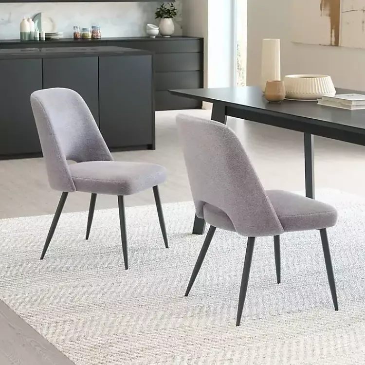 Dining Chairs-Kirklands Home Teddy Upholstered Dining Chairs, Set of 2 Gray