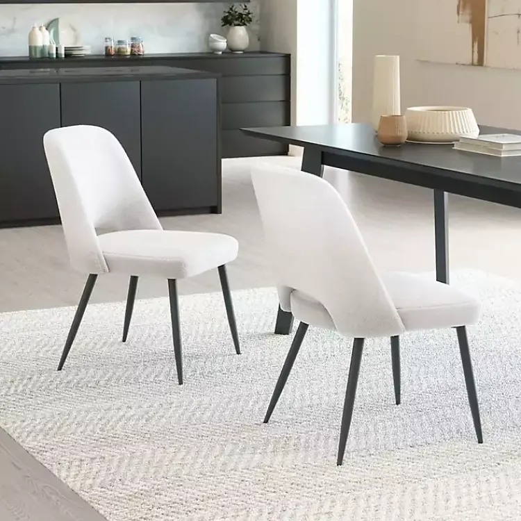 Dining Chairs-Kirklands Home Ivory Teddy Upholstered Dining Chairs, Set of 2 White