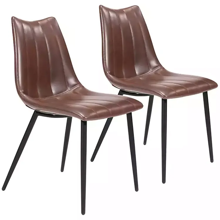 Dining Chairs-Kirklands Home Faux Leather Noreen Dining Chairs, Set of 2 Brown