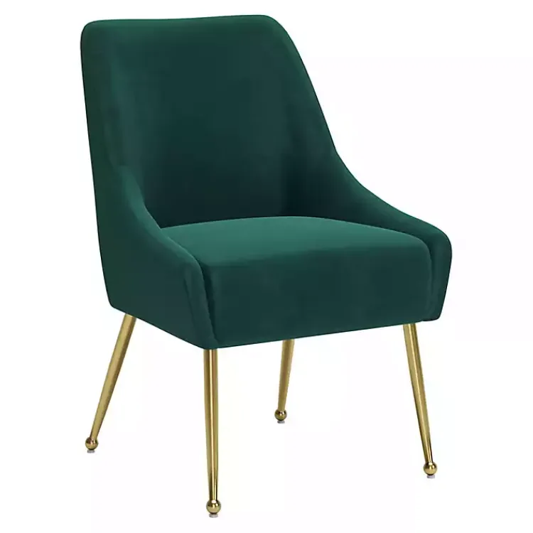 Dining Chairs-Kirklands Home Velvet Gold Maxine Dining Chair Green