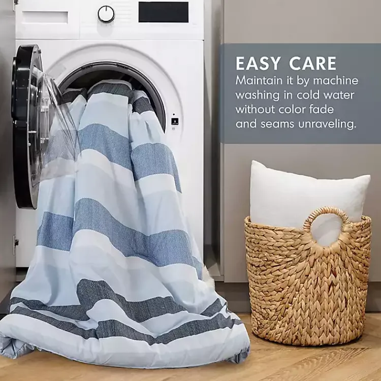 Comforters-Kirklands Home Blake Blue Stripe 3-pc. King Comforter Set