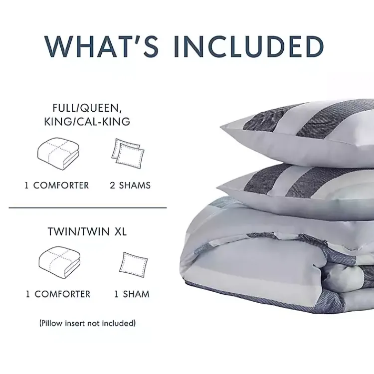 Comforters-Kirklands Home Blake Blue Stripe 3-pc. King Comforter Set