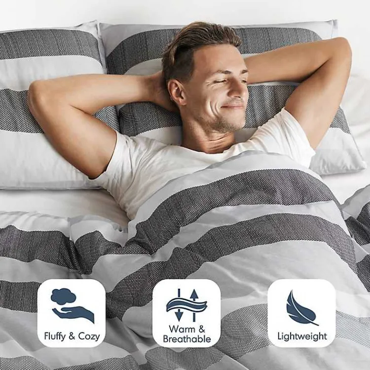 Comforters-Kirklands Home Blake Gray Stripe 2-pc. Twin/Twin XL Comforter Set