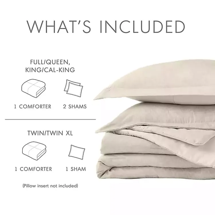 Comforters-Kirklands Home Cream Chambray 3-pc. Full/Queen Comforter Set Ivory