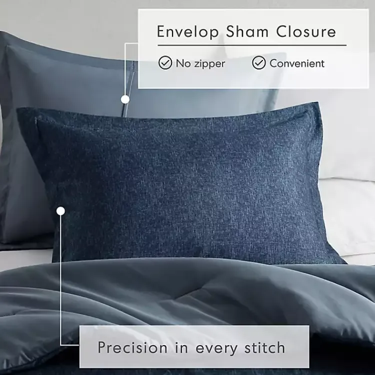 Comforters-Kirklands Home Navy Chambray 3-pc. Full/Queen Comforter Set Blue