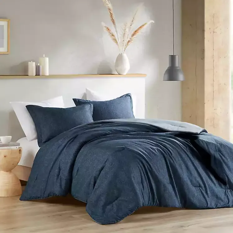 Comforters-Kirklands Home Navy Chambray 3-pc. King Comforter Set Blue