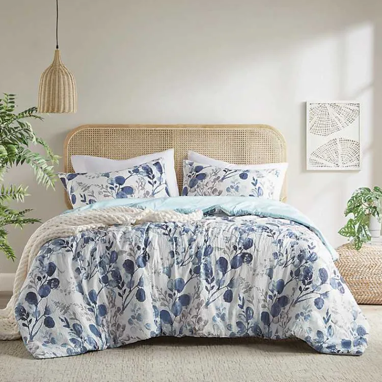 Comforters-Kirklands Home Blue Botanical 3-pc. Full/Queen Comforter Set