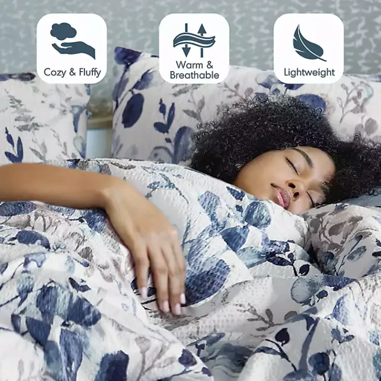 Comforters-Kirklands Home Blue Botanical 3-pc. King Comforter Set