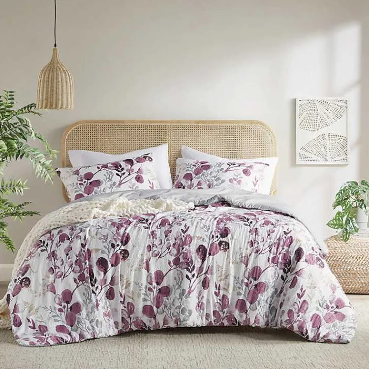 Comforters-Kirklands Home Purple Botanical 3-pc. Full/Queen Comforter Set