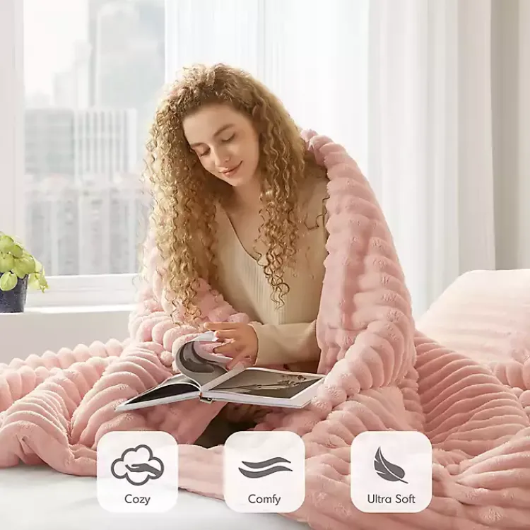 Comforters-Kirklands Home Fluffy Ribbed 3-pc. King Comforter Set Pink