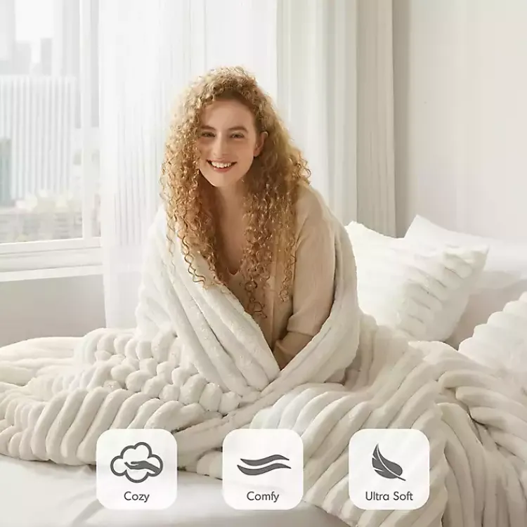 Comforters-Kirklands Home Cream Fluffy Ribbed 2-pc. Twin Comforter Set Ivory