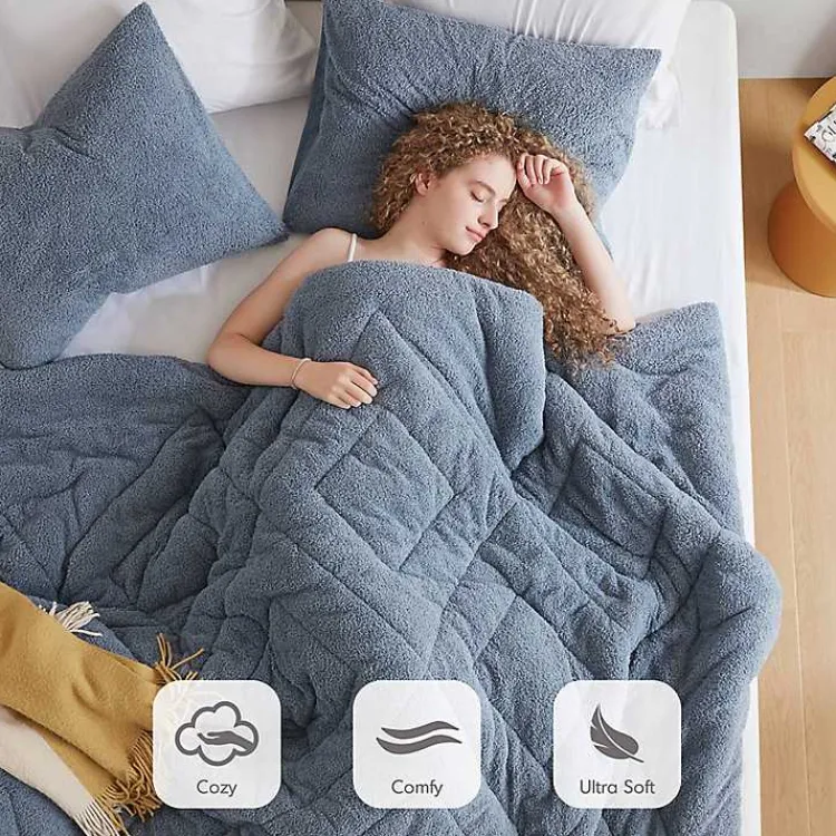 Comforters-Kirklands Home Quilted Teddy 2-pc. Twin Comforter Set Blue