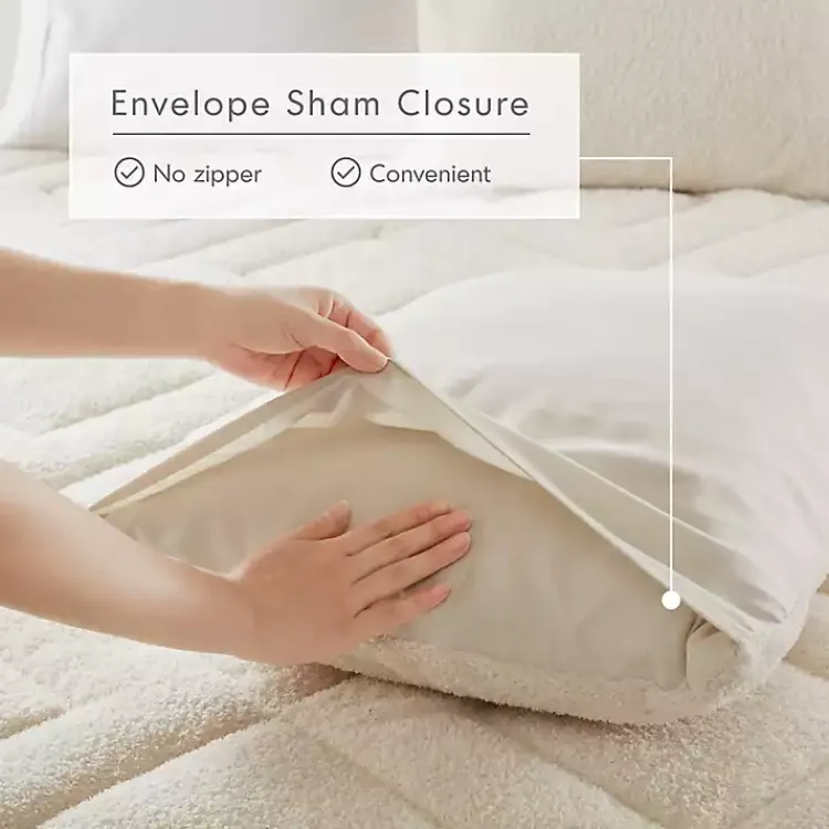 Comforters-Kirklands Home Cream Quilted Teddy 3-pc. King Comforter Set Ivory